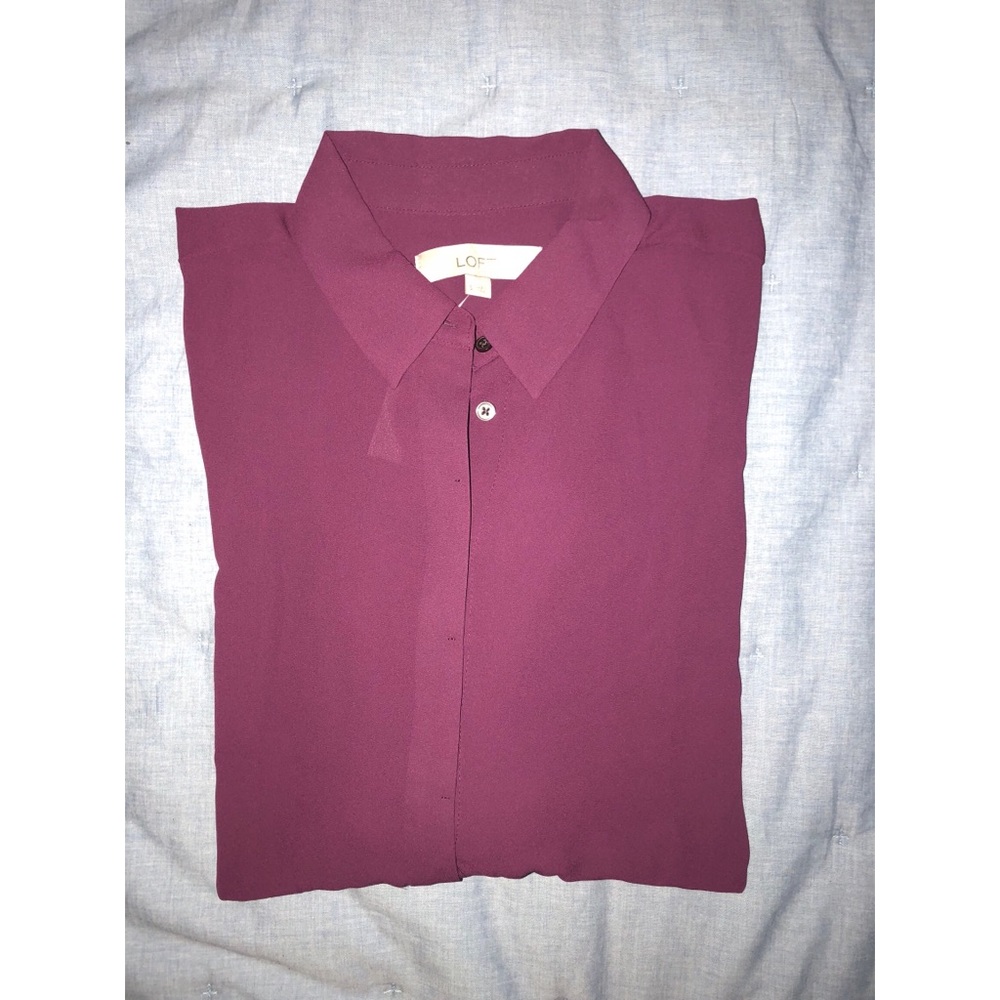 🆕 NWT Loft Purple Blouse Long Sleeve - Picture 2 of 5